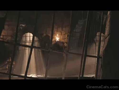 Alice in Wonderland - Cheshire Cat appearing outside jail cell holding the Mad Hatter Johnny Depp animated gif