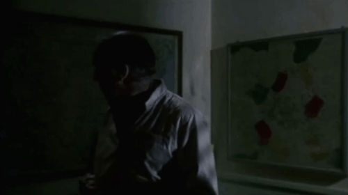 The Being - small silver Persian cat jumping out of cupboard scaring Garson Jones Martin Landau and Mortimer Lutz Bill Osco animated gif