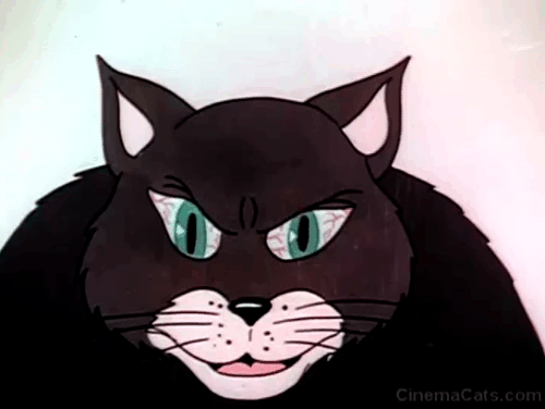 Billboard Frolics - hungry gray cat close up while meowing menacingly animated gif