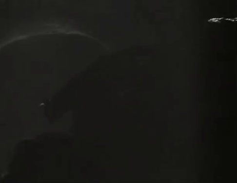 The Black Abbot - black cat walking down stone stairs and ending up between Jerry's Richard Cooper feet with Frank John Stuart animated gif