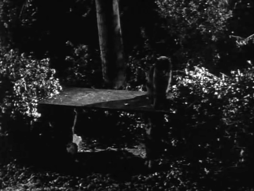 Burke's Law - Who Killed My Girl? - black cat on bench jumps down as legs of woman and man make circle before passing animated gif