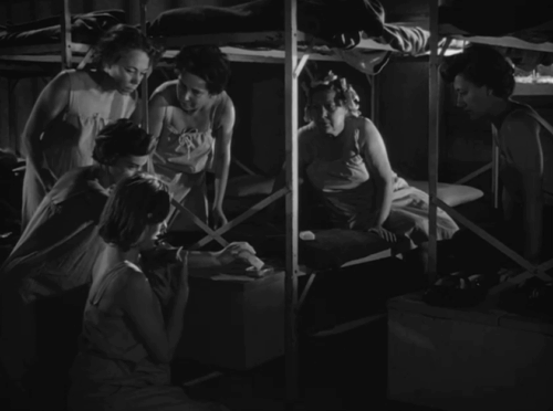 Caged - Marie Allen Eleanor Parker and women inmates watching tiny tabby kitten Fluff drinking milk animated gif