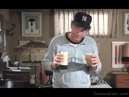 The Cat From Outer Space - alien cat Jake Abyssinian Rumple making beer in Link's McLean Stevenson glass fly back into can animated gif