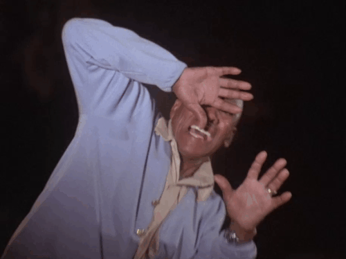 Charlie's Angels - Angels in Vegas - Jip Scatman Crothers getting hit by truck as tuxedo cat ducks out of way then climbs on his chest animated gif