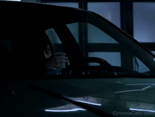 Darkness Falls - black cat jumping on hood of car scaring Caitlin Emma Caulfield animated gif