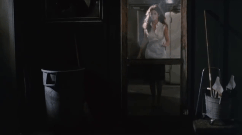 Death Screams - Ramona Jennifer Chase chasing after Siamese cat who ran outside restaurant animated gif
