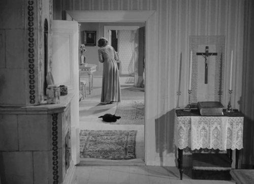 The Devil's Eye - Djävulens öga - black cat lying in hallway with Renata Gertrud Fridh animated gif
