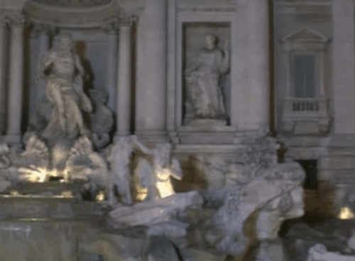 Elsa y Fred - Elsa China Zorrilla kissing snowshoe kitten by Trevi Fountain animated gif