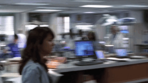 ER - Tandem Repeats - Frank Troy Evans holding ginger tabby kitten Purdy as Tony John Stamos knocks papers on floor animated gif