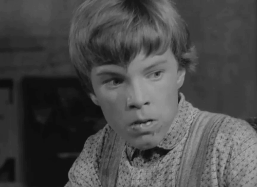 The Fool Killer - tabby cat jumping down from high shelf and landing on table near George Edward Albert animated gif