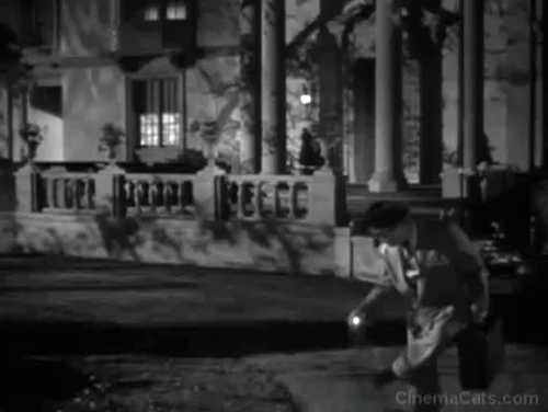 The Fuller Brush Man - white cat running across lawn scaring Red Skelton animated gif