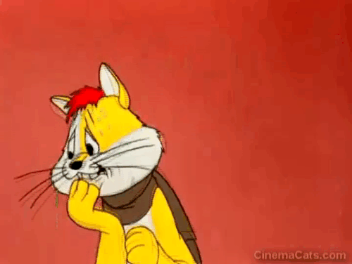 The Hypo-Chondri-Cat - Claude cat turning plaid animated gif