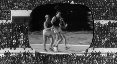 I maniaci - speed runners screeching to a halt as black cat crosses running track animated gif