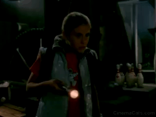 Inspector Gadget 2 - Penny Caitlin Wachs shining flashlight on longhaired white cat animated gif