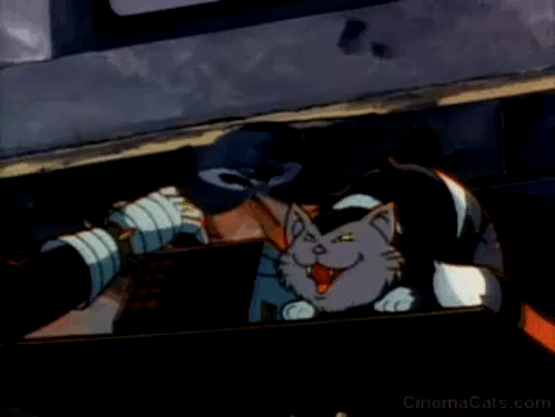 Inspector Gadget - Gadget in Winterland - M.A.D. Cat laughing then getting face blown up