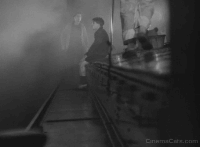 L'Atalante - black cat slips off top of barge animated gif