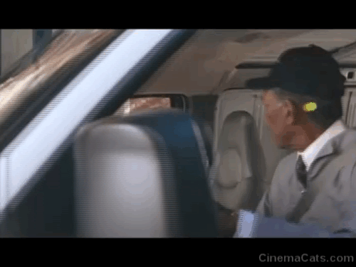 The Maiden Heist - Rose Marcia Gay Harden approaching van with Charles Morgan Freeman and ginger tabby cat Renoir animated gif