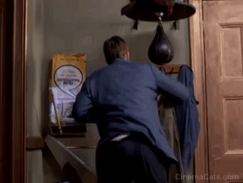 Married to the Mob - Downey Matthew Modine feeding cats with automatic feeding machine