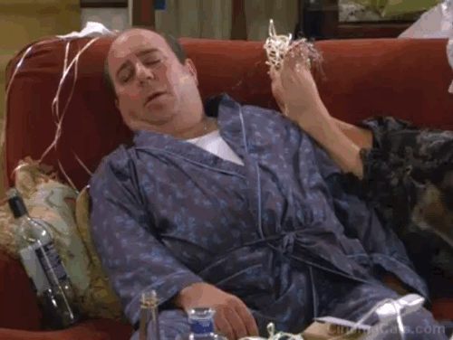 Mike and Molly - The Honeymoon is Over - cat licking Vince Louis Mustillo's face animated gif