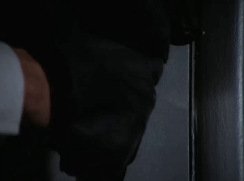 Mission: Impossible - Blind - Phelps stunt man tripping over ginger and white cat and falling down stairs animated gif