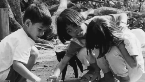 Mysterious Object at Noon - Dokfa nai meuman - children playing with toy car and tuxedo cat animated gif