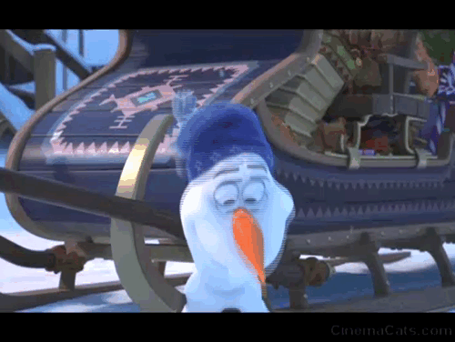 Olaf's Frozen Adventure - Olaf singing while holding two kittens animated gif