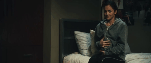 The Roommate - Sara Minka Kelly showing tuxedo kitten Cuddles to Rebecca Leighton Meester animated gif