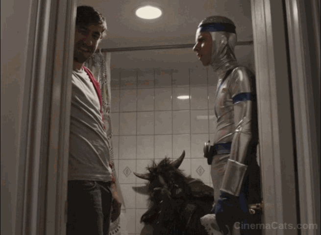 Space Riders: Division Earth - tabby Portal Cat soaks up sponge animated gif
