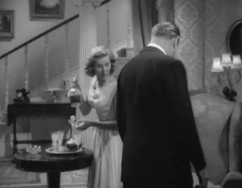 The Spaniard's Curse - Margaret Susan Beaumont with Manton Michael Hordern petting and kissing white longhair cat on chair animated gif