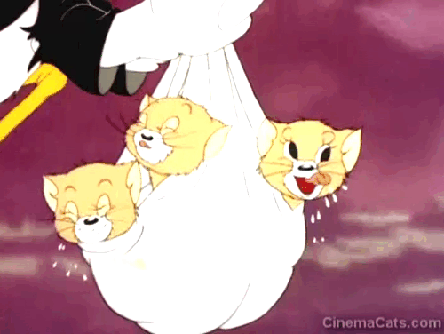 The Stork's Holiday - three cartoon kittens licking their lips in bundle animated gif