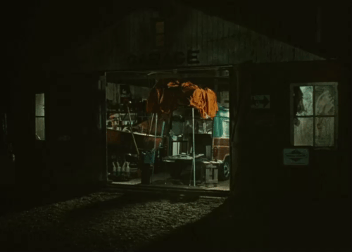 Trafic - tuxedo cat running out of garage animated gif