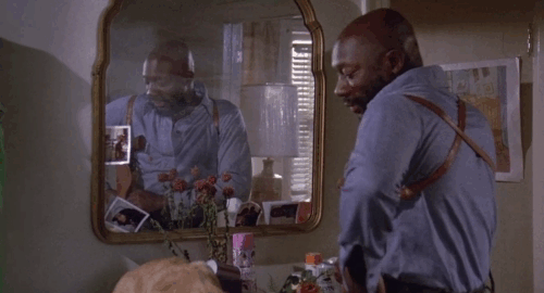 Truck Turner - ginger tabby cat Francis being pushed off dresser by Isaac Hayes animated gif