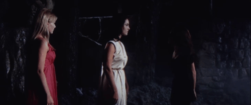 The Witchmaker - Felicity Johnson Sue Bernard being slapped by Jessie Warrene Ott and changing into black cat and hissing animated gif
