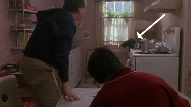 29th Street - black cat Vinnie on stove in kitchen with Frank Pesce Anthony LaPaglia and Danny Aiello