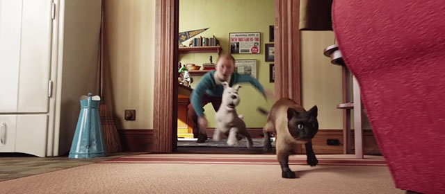 The Adventures of Tintin - Snowy dog and Tintin chasing after Siamese cat