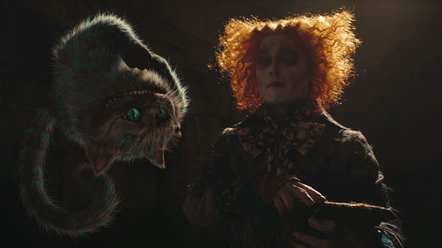 Alice in Wonderland - Cheshire Cat floating beside Mad Hatter Johnny Depp