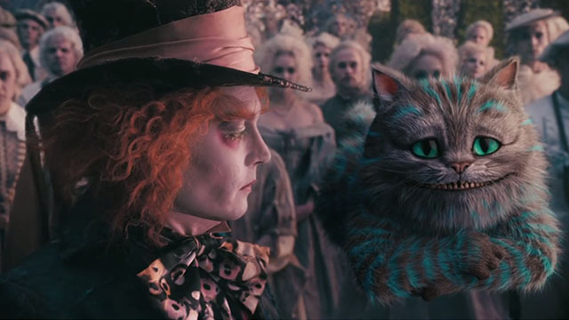 Alice in Wonderland - Cheshire Cat floating beside Mad Hatter Johnny Depp