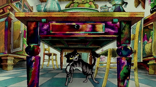 Allegro Non Troppo - cartoon tabby cat under table in room