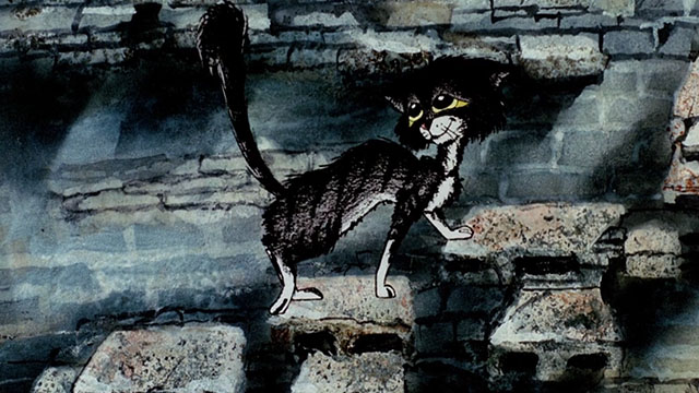 Allegro Non Troppo - cartoon tabby cat smiling at memory