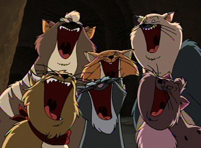An American Tail: The Mystery of the Night Monster - cat gang sings along with Miss Mousey