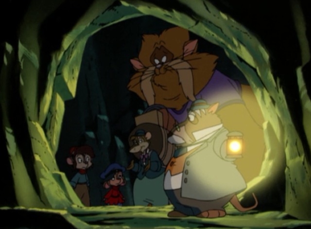 An American Tail: The Treasure of Manhattan Island - Tiger cat and group in Indian tunnel