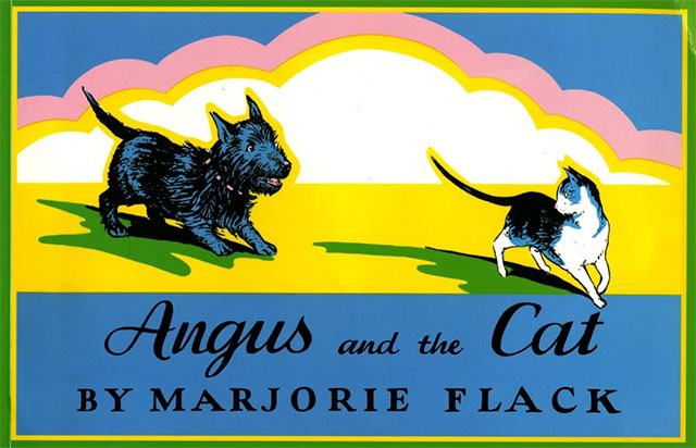 Angus Lost - illustrated Scotty dog and cat on cover of the book Angus and the Cat