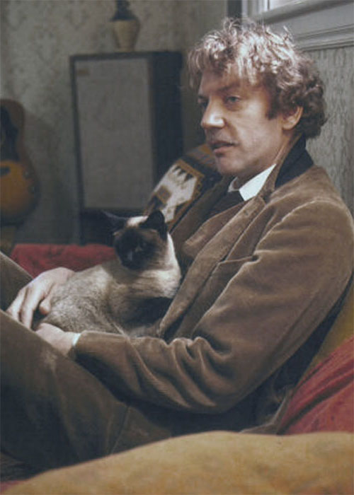 National Lampoon's Animal House - Professor Dave Jennings Donald Sutherland sitting on couch with Siamese cat on lap
