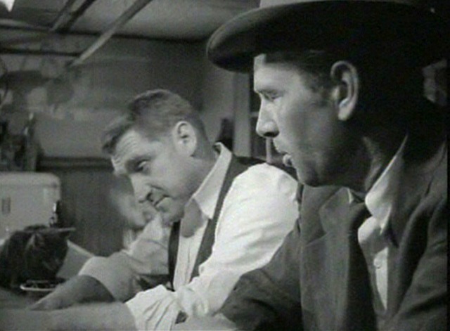 The Asphalt Jungle - Gus James Whitmore at lunch counter with cat and Dix Sterling Hayden