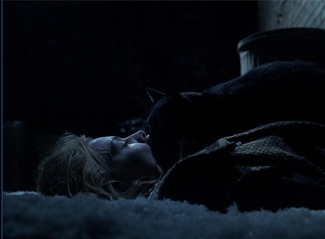 Batman Returns - Seline Michelle Pfeiffer with black cat licking her face