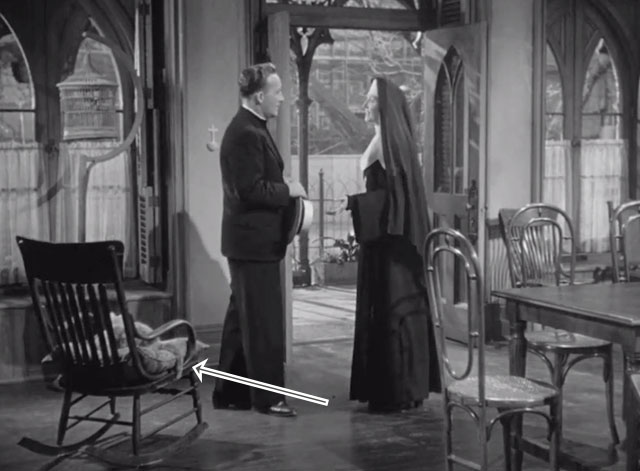 The Bells of St. Mary's - Father O'Malley Bing Crosby with nun and tabby kitten on chair