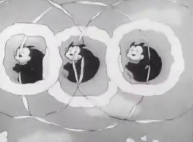 Betty Boop's Crazy Inventions - three black cats in sky after rockets explode