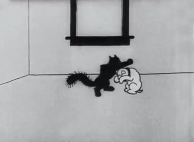 Bobby Bumps' Fight - a cartoon black cat punching at bulldog Fido