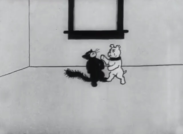 Bobby Bumps' Fight - a cartoon black cat being punched by bulldog Fido