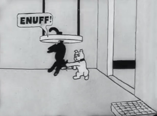 Bobby Bumps' Fight - a cartoon black cat crying ENUFF to bulldog Fido
